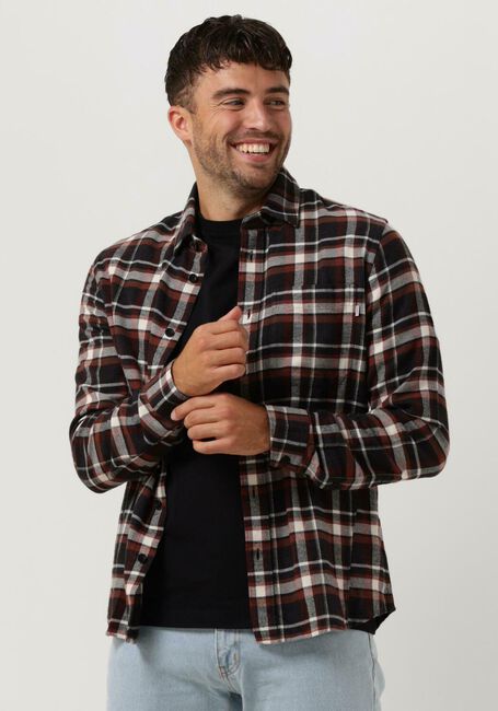 Braune CAST IRON Casual-Oberhemd LONG SLEEVE SHIRT BRUSHED YARN DYED CHECK - large