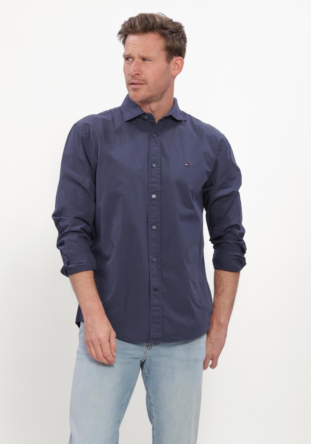 Dunkelblau TOMMY HILFIGER Casual-Oberhemd GMD POPLIN SEMI SPREAD RF SHT - large