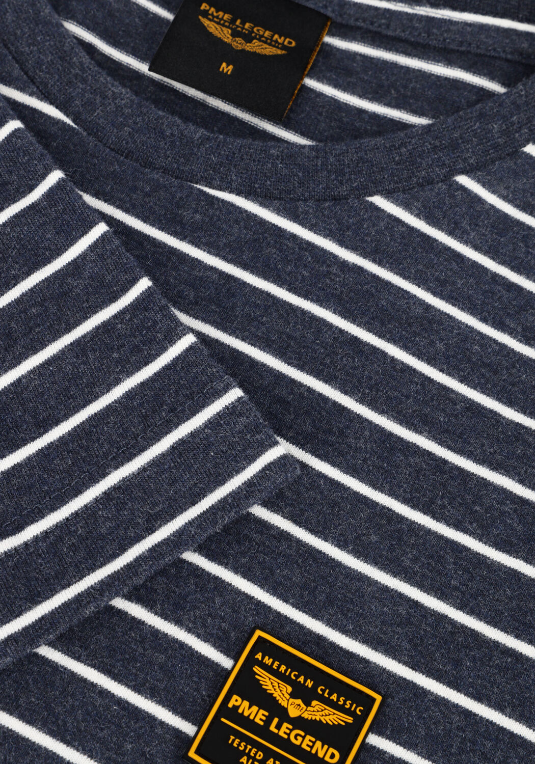 Blaue PME LEGEND T-shirt SHORT SLEEVE R-NECK YD MELANGE STRIPED JERSEY - large