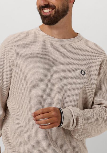 Nicht-gerade weiss FRED PERRY Pullover WAFFLE STITCH CREW NECK JUMPER - large