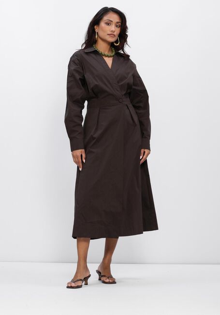 Braune NEO NOIR Midikleid OTTANA POPLIN DRESS - large