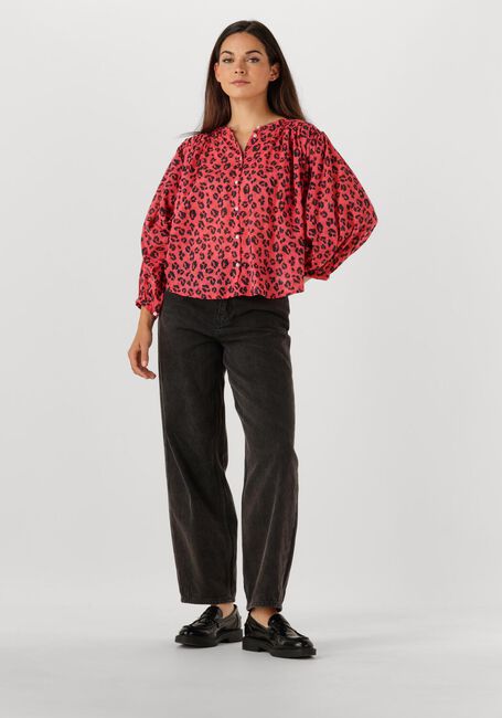 Rote BY-BAR Blusen BECKY RED CHEETAH BLOUSE - large
