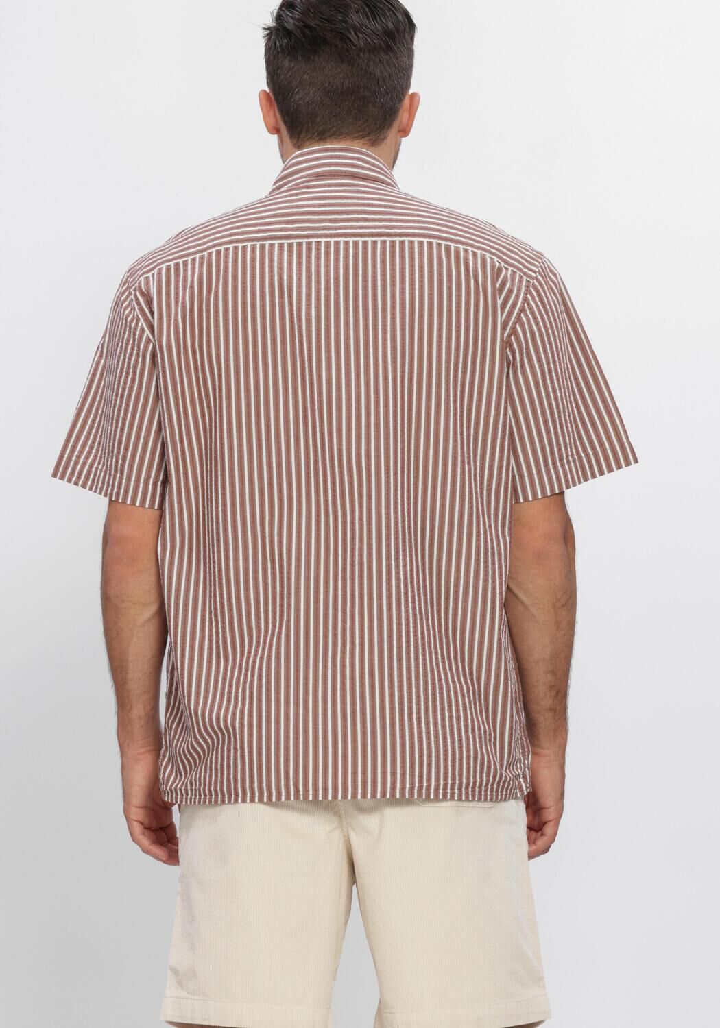 Beige SELECTED MEN Casual-Oberhemd SLHRLXSTUART SEERSUCKER SS  SHIRT - large