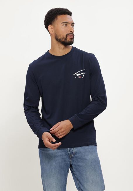 Dunkelblau TOMMY JEANS T-shirt TJM SLIM SIGNATURE CHEST TEE LS - large