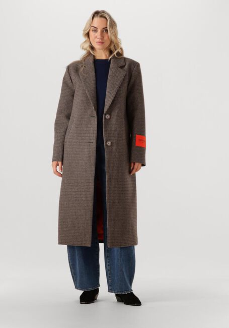 Braune ALIX THE LABEL Mäntel LADIES WOVEN CHECKED COAT - large