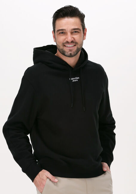 Schwarze CALVIN KLEIN Sweatshirt STACKED LOGO HOODIE MEN - large