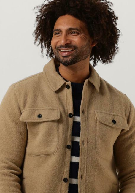 Sand ANERKJENDT Overshirt AKLION BOILED WOOL OVERSHIRT - large