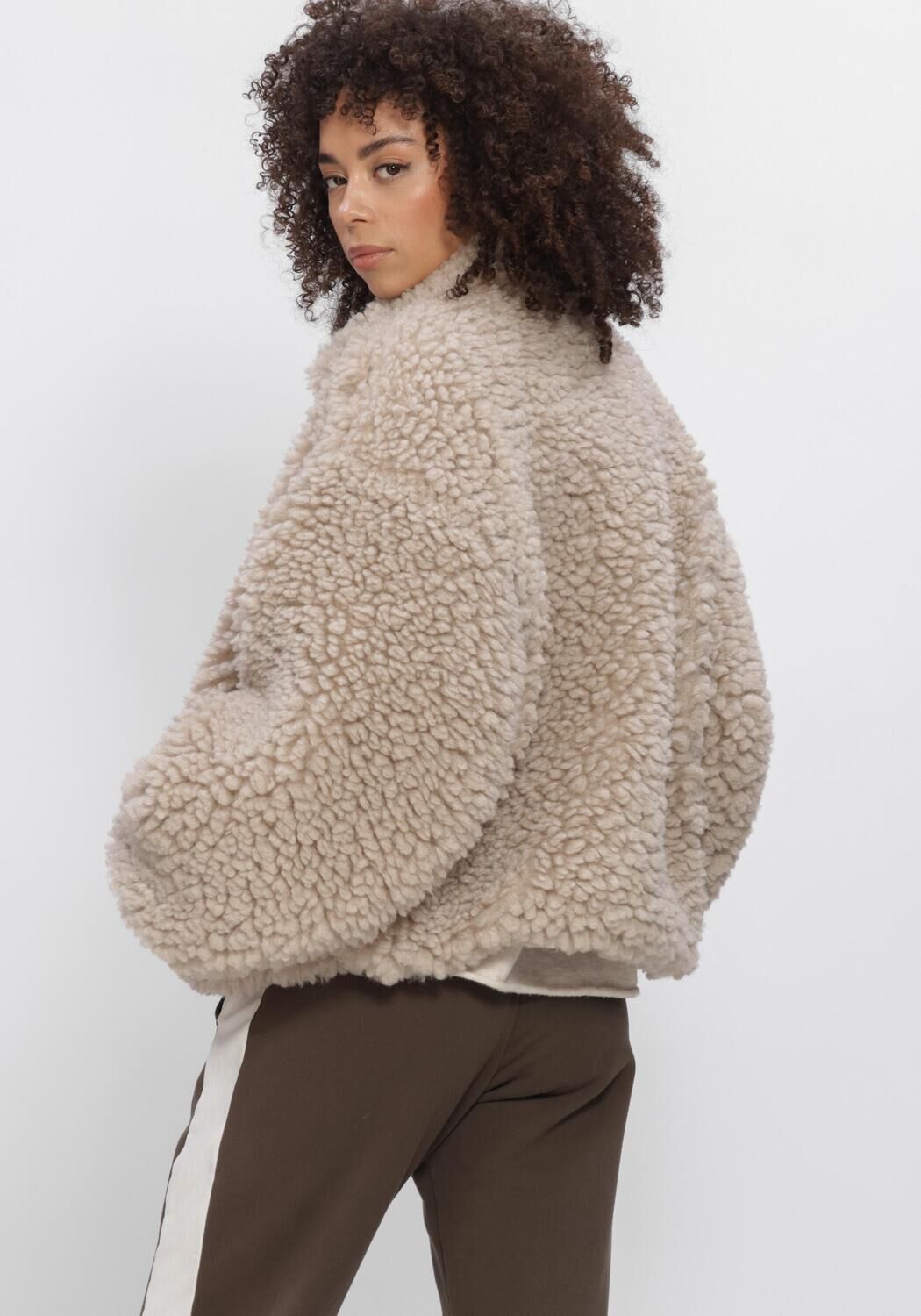 Beige PENN & INK Teddy-Jacke W26C384 - large