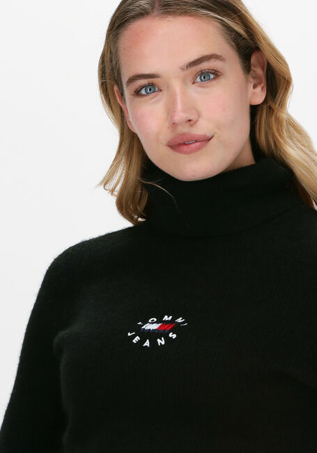 Schwarze TOMMY JEANS Rollkragenpullover TJW TINY TOMMY 2 RIB TURTLENEC - large