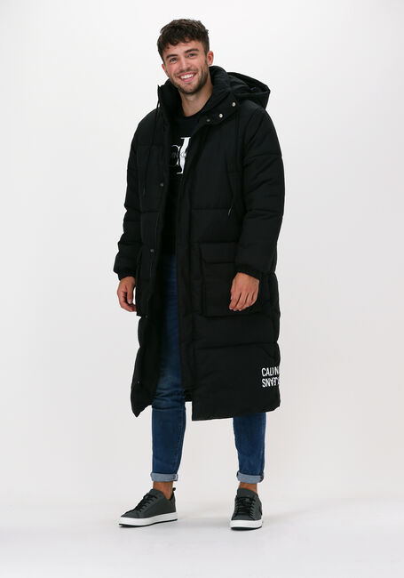 Schwarze CALVIN KLEIN Wattierte Jack SUSTAINABLE CRINKLE PARKA - large