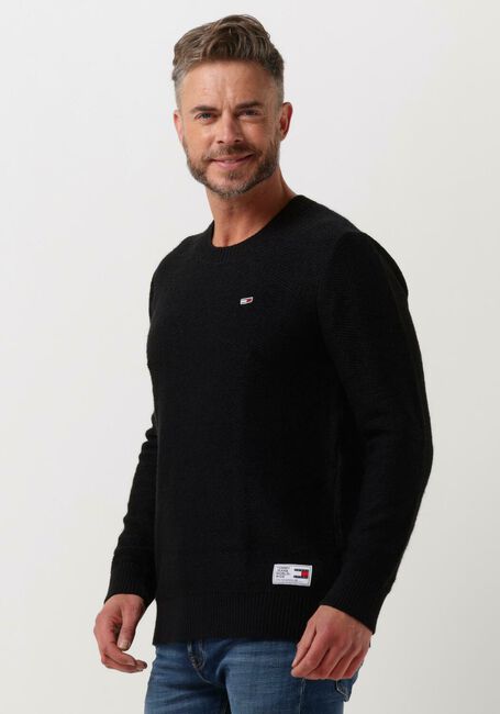 Schwarze TOMMY JEANS Pullover TJM REGULAR STRUCTURED SWEATER - large