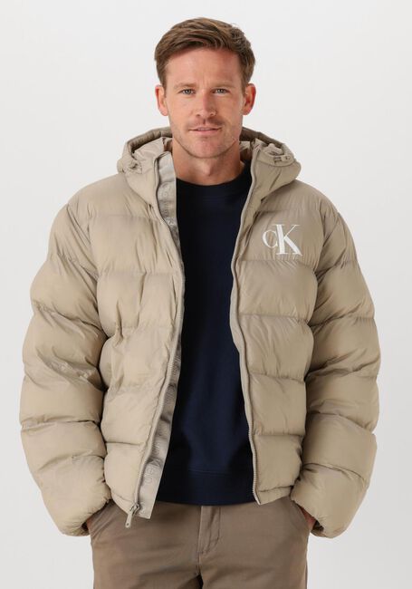 Beige CALVIN KLEIN Wattierte Jack LS NYLON MONGRAM PUFFER JKT - large