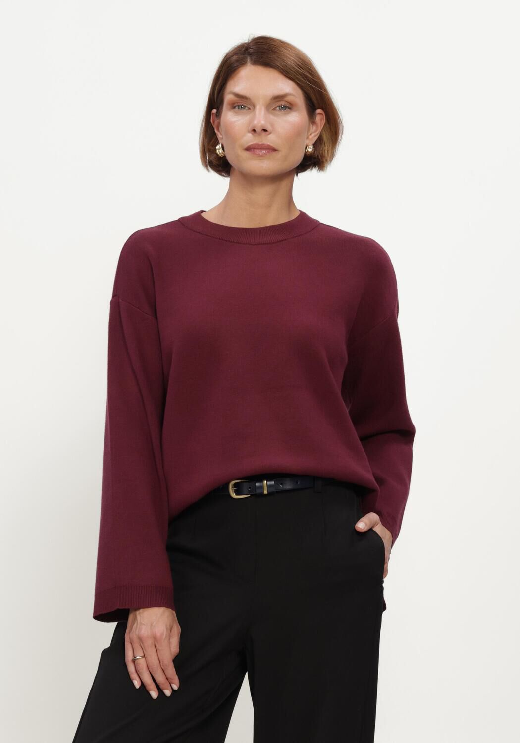 Bordeaux OBJECT Pullover OBJREYNARD L/S LO KNIT PULLOVER NOOS - large