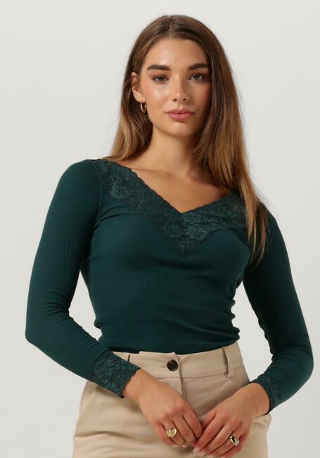 Dunkelgrün ROSEMUNDE Tops & T-shirts BERNADINE ORGANIC T-SHIRT LACE - large