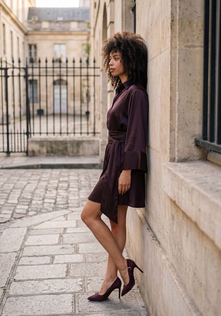 Bordeaux DANTE6 Minikleid NOANNE SATIN-WRAP DRESS - large