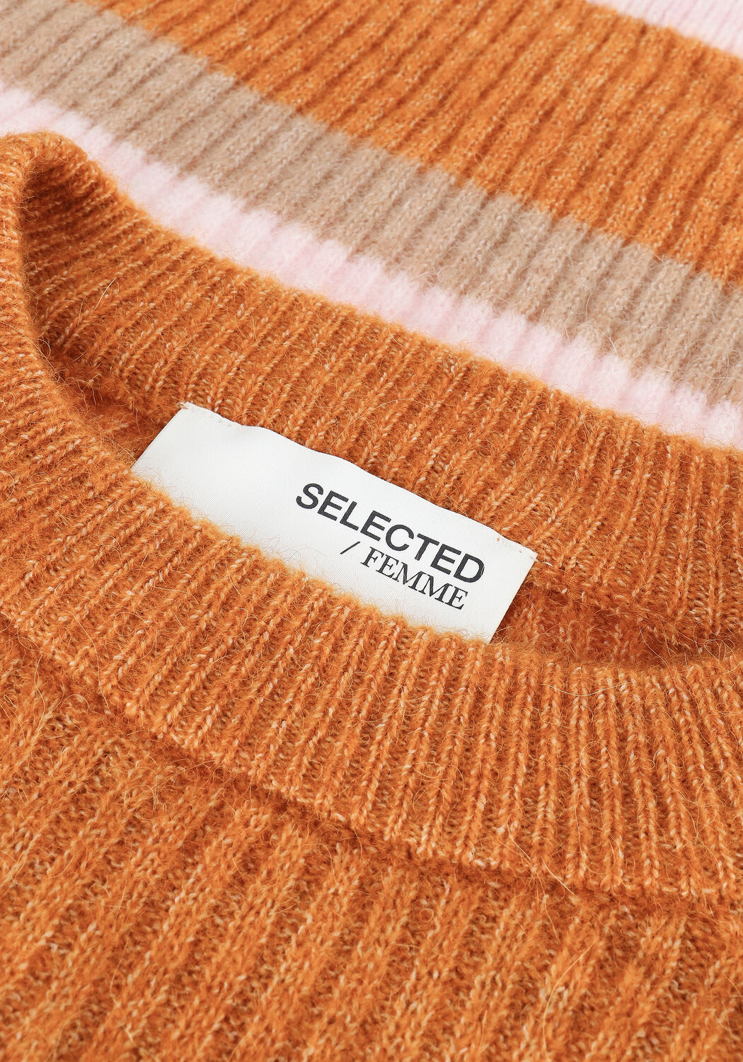 Braune SELECTED WOMEN Pullover SLFSTAR LS KNIT RIB STRIP X-MA - large