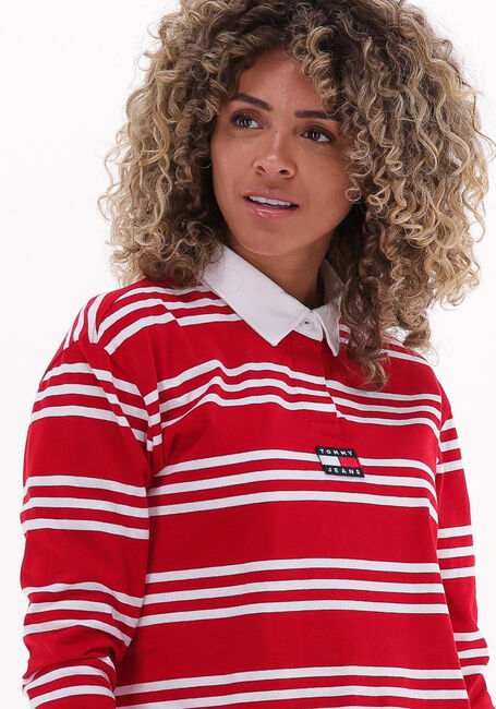 Rote TOMMY JEANS Tops & T-shirts TJW BXY CROP BADGE STRIPES POLO - large