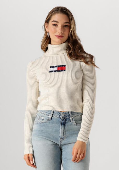 Beige TOMMY JEANS Rollkragenpullover TJW MELANGE TRTLNCK FLAG SWEATER - large