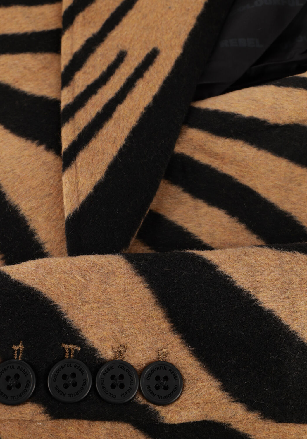 Braune COLOURFUL REBEL M&auml;ntel ZANIA DOUBLE BREASTED WOOL LONG COAT - large