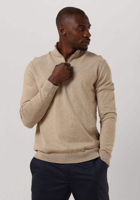 Beige SELECTED HOMME Pullover SLHBERG HALF ZIP CARDIGAN NOOS - large