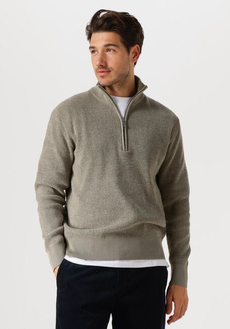 Grüne SELECTED HOMME Pullover SLHRODNEY LS HIGH NECK HALF ZIP - large