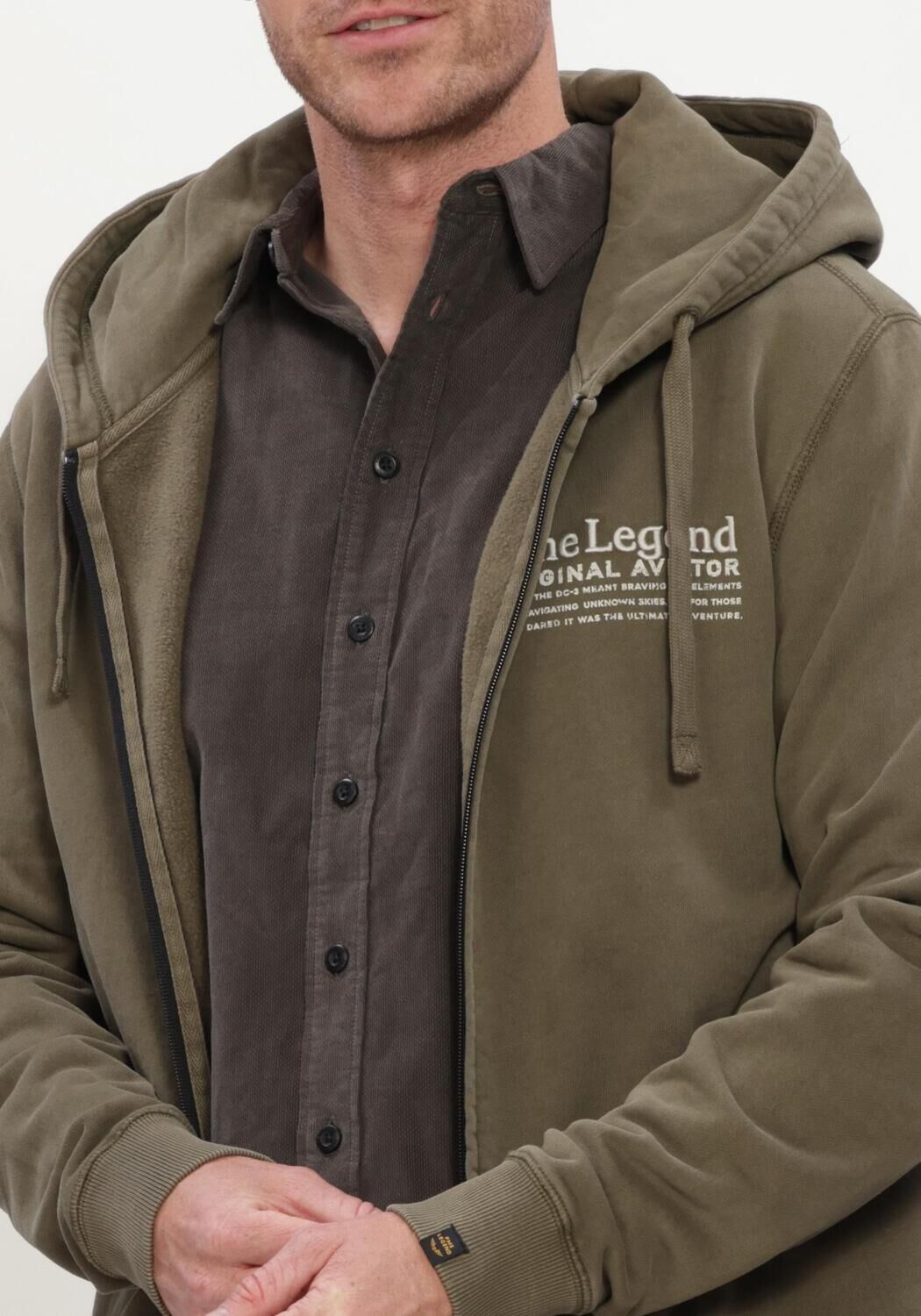 Khaki PME LEGEND Sweatshirt HOODED DRY PEACHED FLEECE GD - large