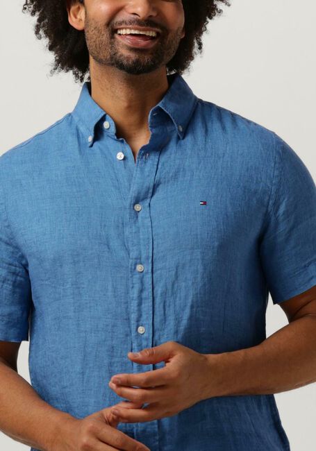 Blaue TOMMY HILFIGER Casual-Oberhemd PIGMENT DYED LINEN RF SHIRT S/S - large