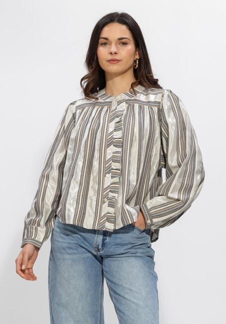 Silberne SUMMUM Blusen BLOUSE SILVER STRIPE - large