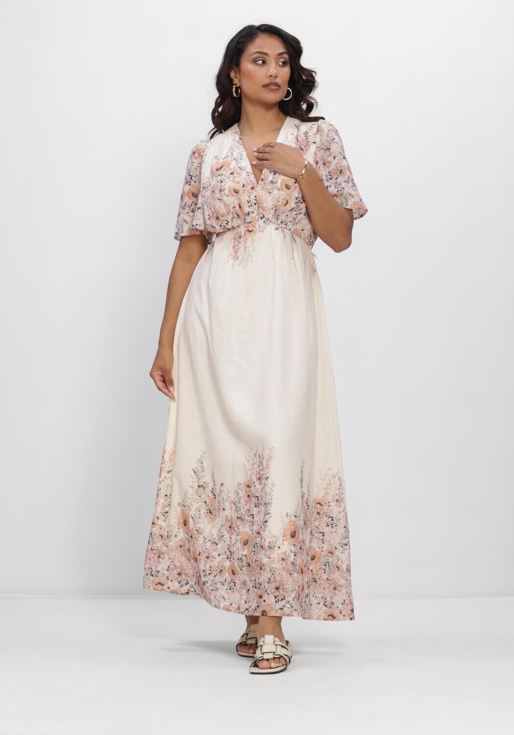 Ecru NEO NOIR Maxikleid SERNA FLOWER PRINT DRESS - large