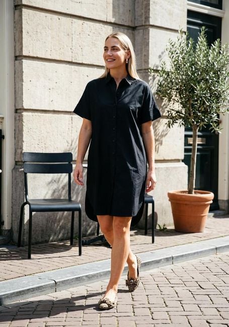 Schwarze SELECTED WOMEN Minikleid SLFBLAIR 2/4 SHORT SHIRT DRESS - large