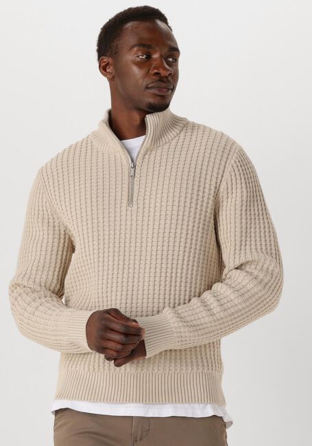Beige SELECTED HOMME Pullover SLHTOM LS KNIT STRUCTURE HALF ZIP - large