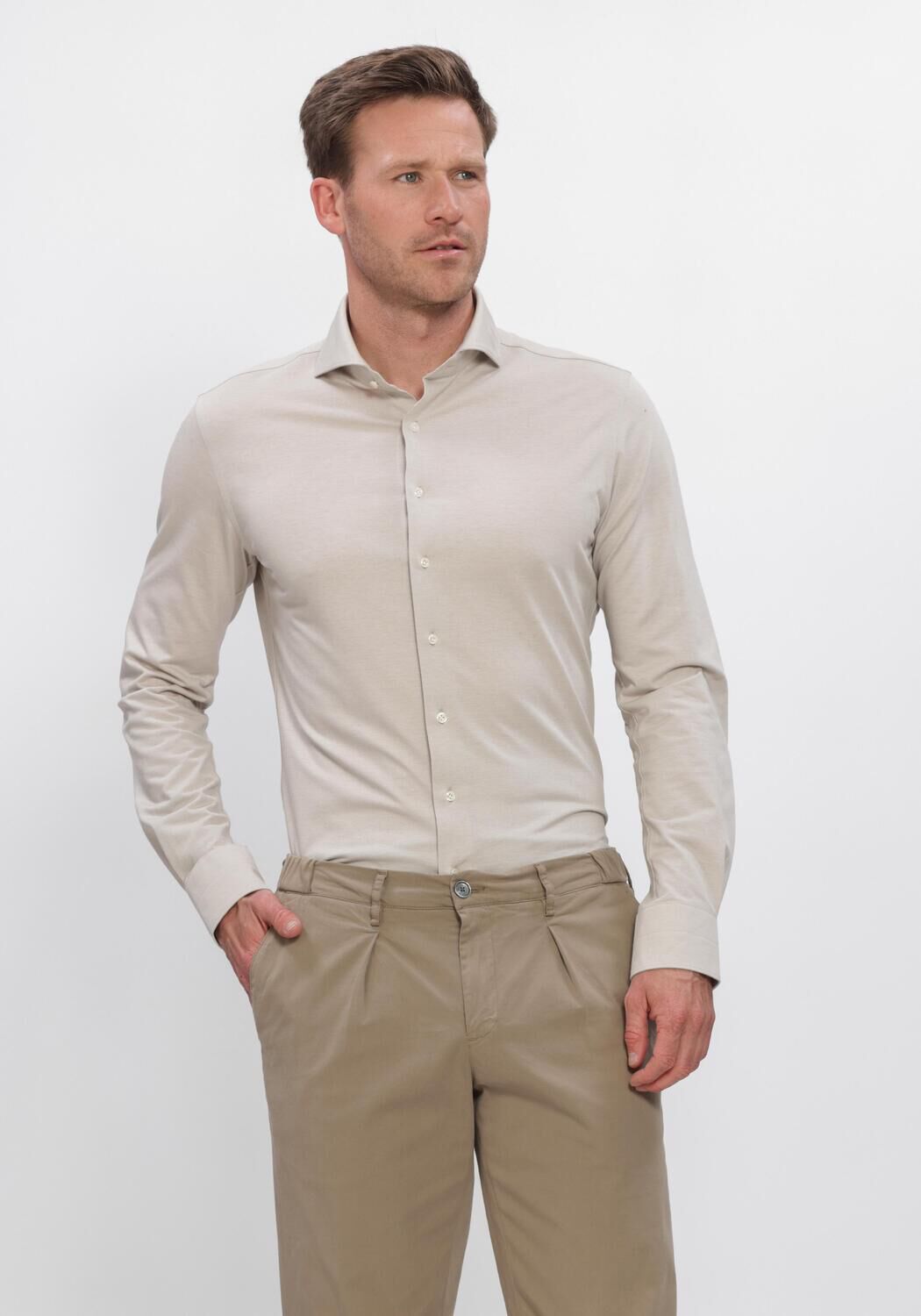Sand PROFUOMO Casual-Oberhemd JAPANESE KNITTED - large