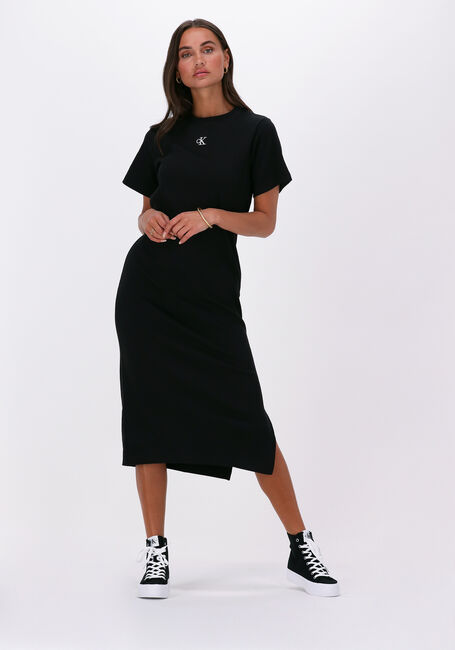 Schwarze CALVIN KLEIN Midikleid CK RIB LONG T-SHIRT DRESS - large