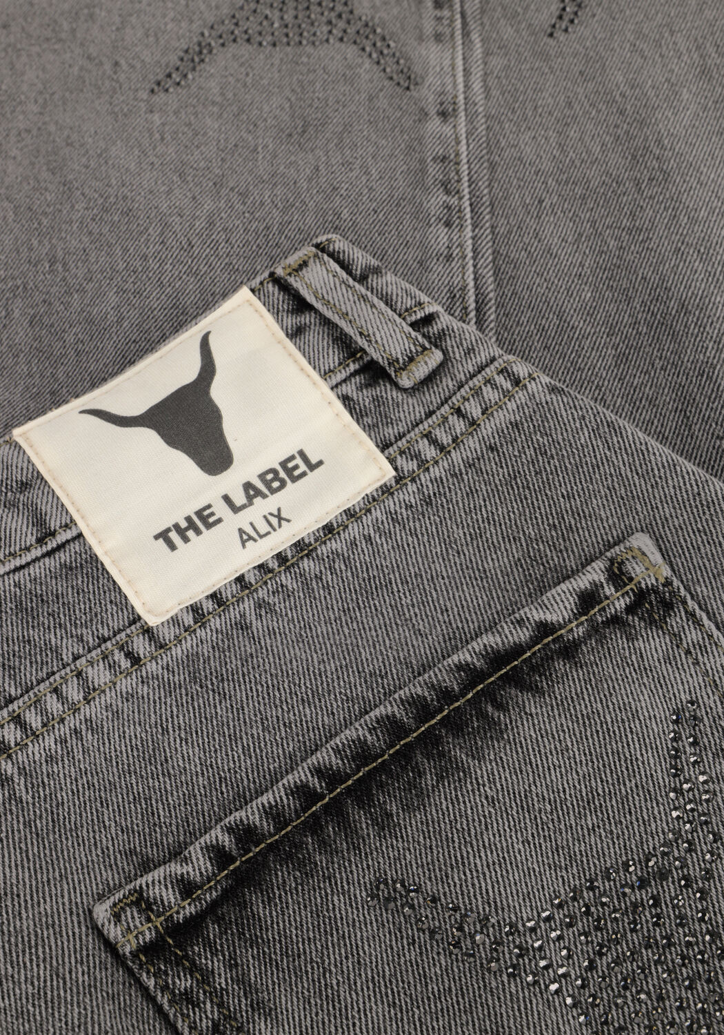 Graue ALIX THE LABEL Wide jeans LADIES WOVEN STRASS BULL PANTS - large