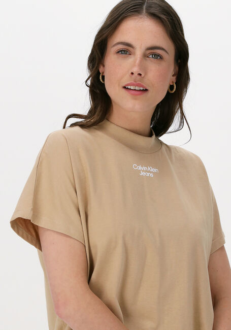 Sand CALVIN KLEIN T-shirt STACKED LOGO LOOSE TEE - large