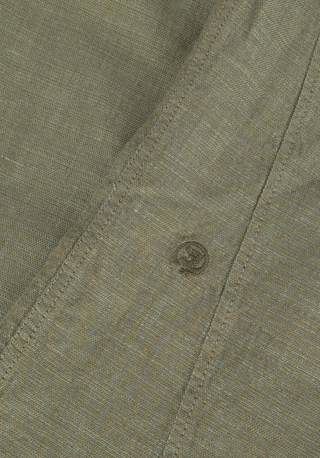 Olive CAST IRON Casual-Oberhemd LONG SLEEVE SHIRT COTTON LINEN DOBBY - large