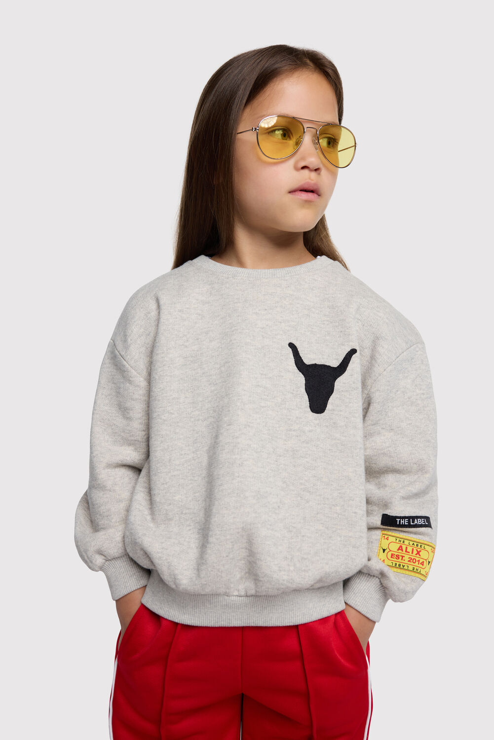 Hellgrau ALIX MINI Sweatshirt KNITTED LABEL SWEATER - large