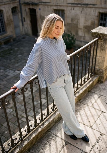 Blaue DRYKORN Blusen OSHIA STRIPE BLOUSE - large