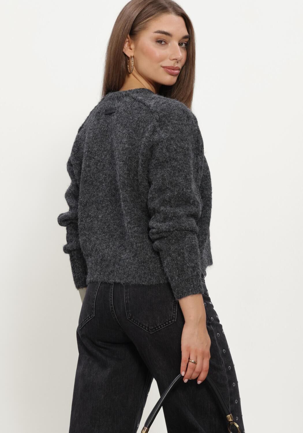 Anthrazit HAUTE L'AMITI&Eacute; Pullover DARCIA REVERSE CROP POCKET KNIT - large
