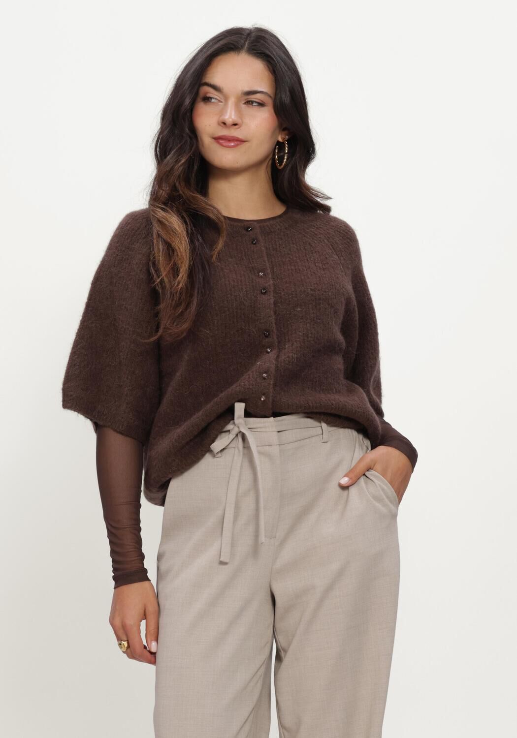 Braune MSCH COPENHAGEN Pullover MSCHBONDIE HOPE 2/4 CARDIGAN - large