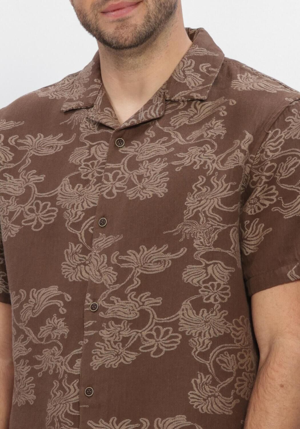 Braune ANERKJENDT Casual-Oberhemd AKLEANDER JACC SS SHIRT - large