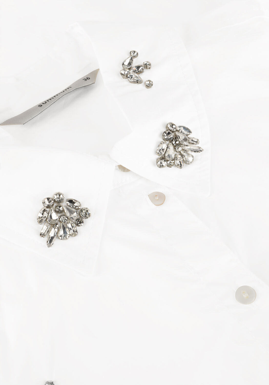 Wei&szlig;e SUMMUM Blusen BLOUSE CRISPY POPLIN DIAMANTS - large