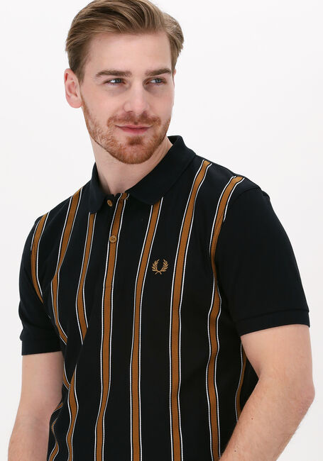 Schwarze FRED PERRY Polo-Shirt TEXTURED STRIPE POLO SHIRT - large