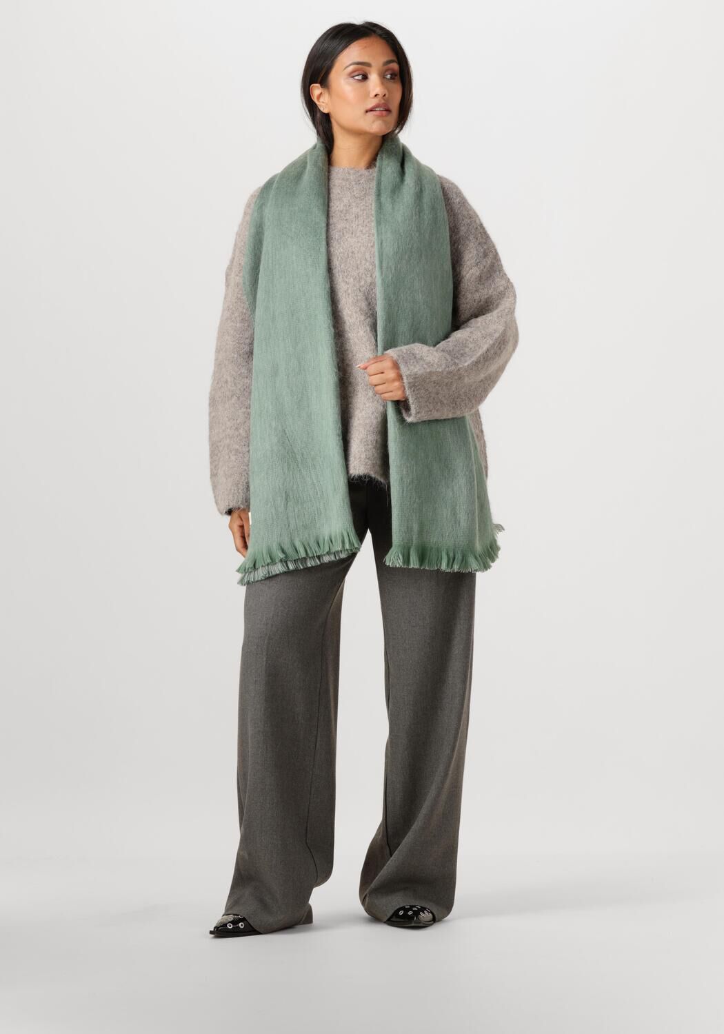 Gr&uuml;ne ALPACA LOCA Schal DOUBLE SCARF - large