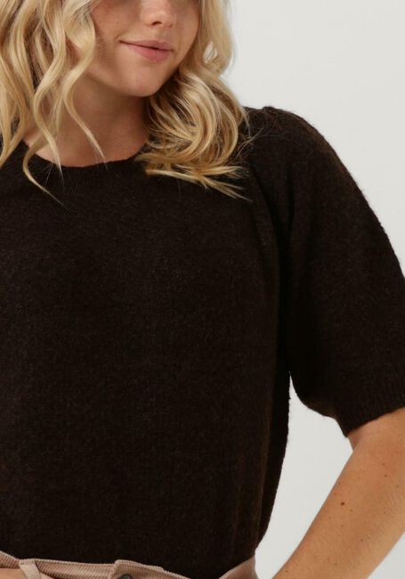 Braune CC HEART Pullover ELSA DIAMOND KNIT BLOUSE, SHORT SLEEVES - large