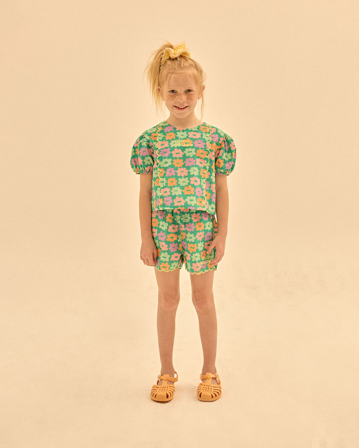 Gr&uuml;ne Jelly Mallow Kurze Hose FLOWER SEERSUCKER SHORTS - large