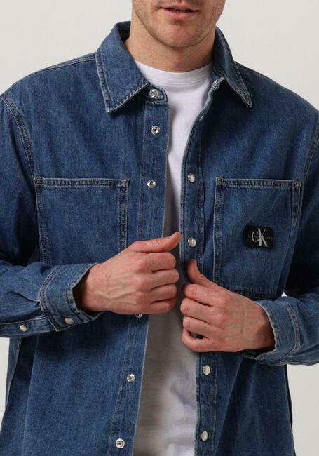 Blaue CALVIN KLEIN Jeansjacke RELAXED LINEAR DENIM SHIRT - large