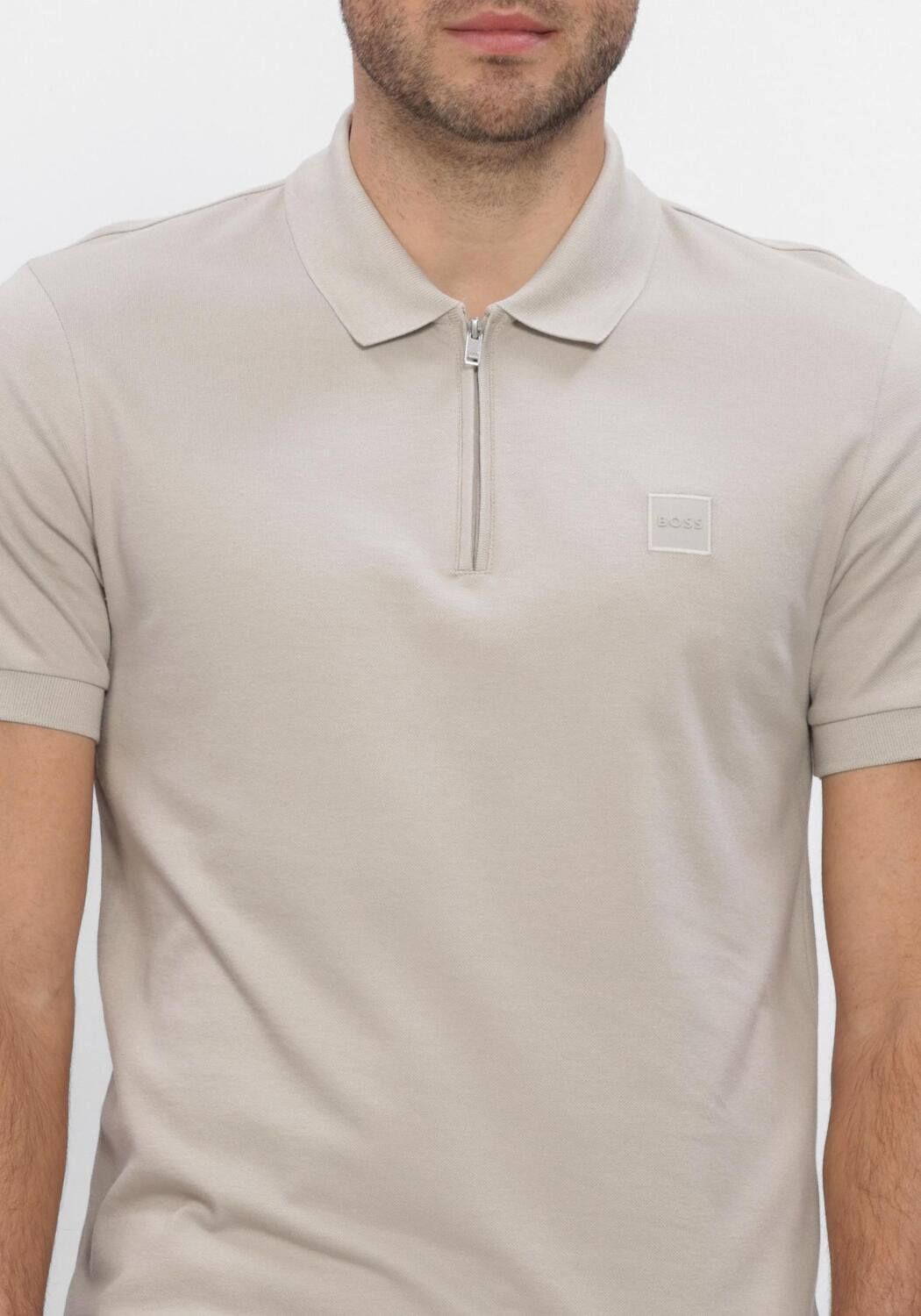 Graue BOSS ORANGE Polo-Shirt PASSERZIP - large