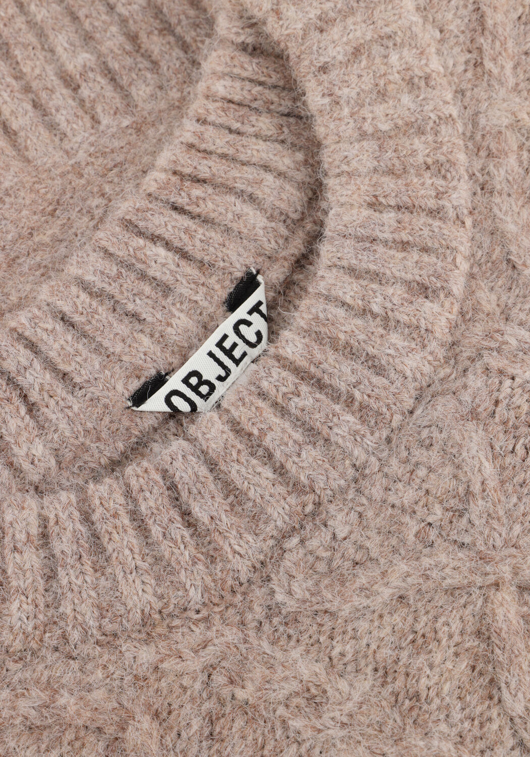 Beige OBJECT Pullover OBJSAGGIA LO CABLE KNIT PULLOVER DIV - large