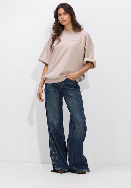 Beige HAUTE L'AMITI&Eacute; Pullover MAXI SPLIT SS LOGO SWEAT - large